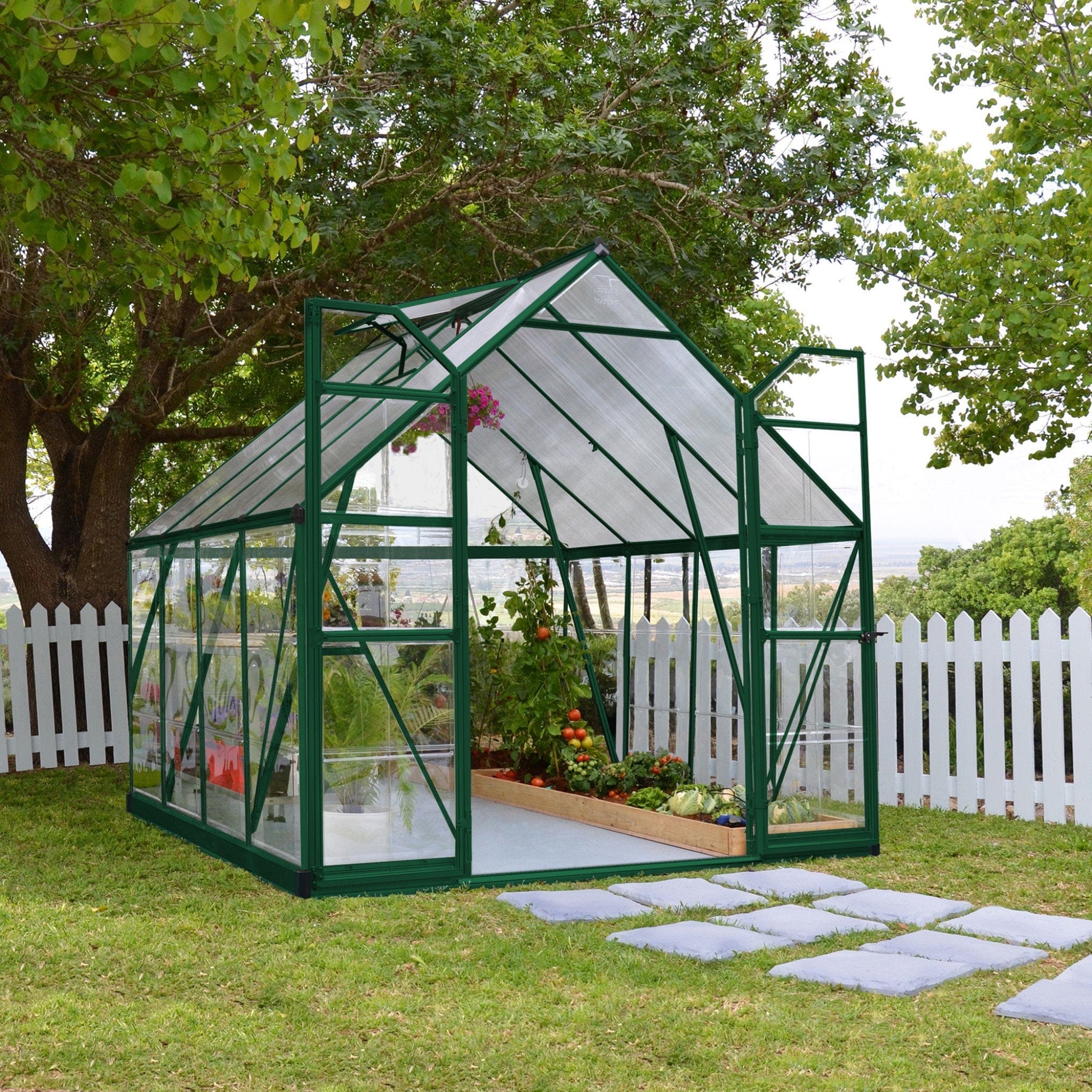 Palram - Canopia | Balance Greenhouse Kit 8 Ft Wide - Green With 0.8mm Polycarbonate Glazing