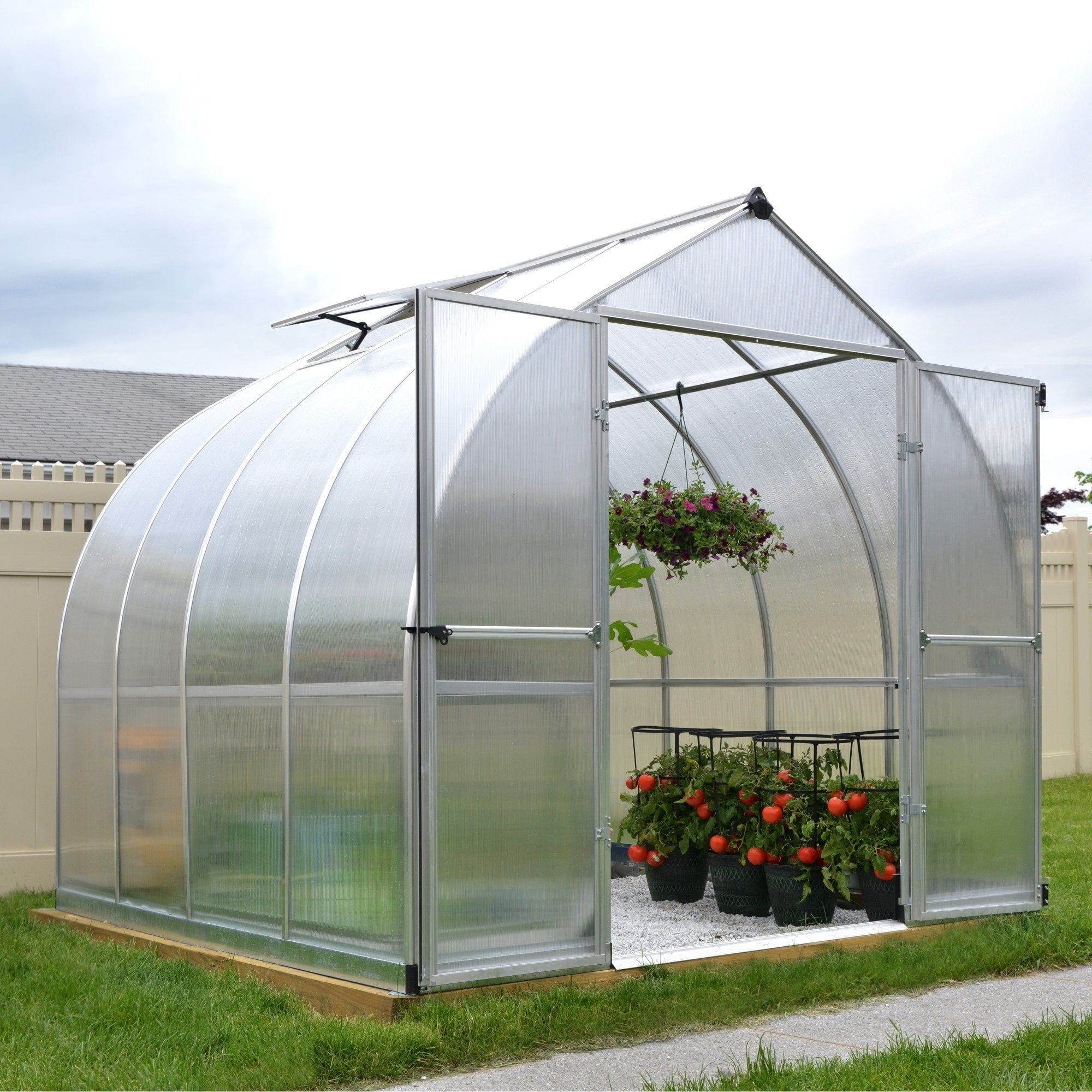 Palram - Canopia | Bella Greenhouse 8 Ft Wide - Silver With 6mm Twin-wall Polycarbonate Glazing