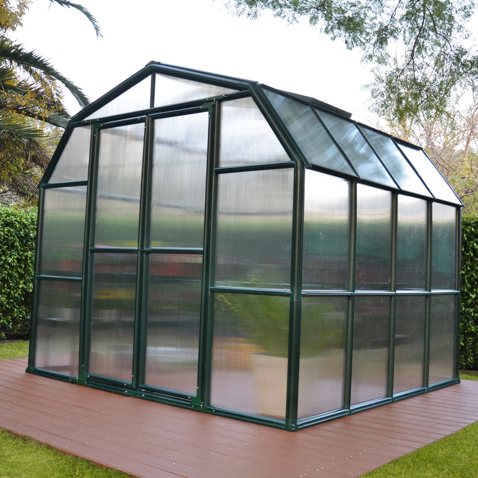 Palram - Canopia | Grand Gardener Greenhouse Kit - 8 Ft Wide - Green With 6mm Twin-wall Polycarbonate Glazing