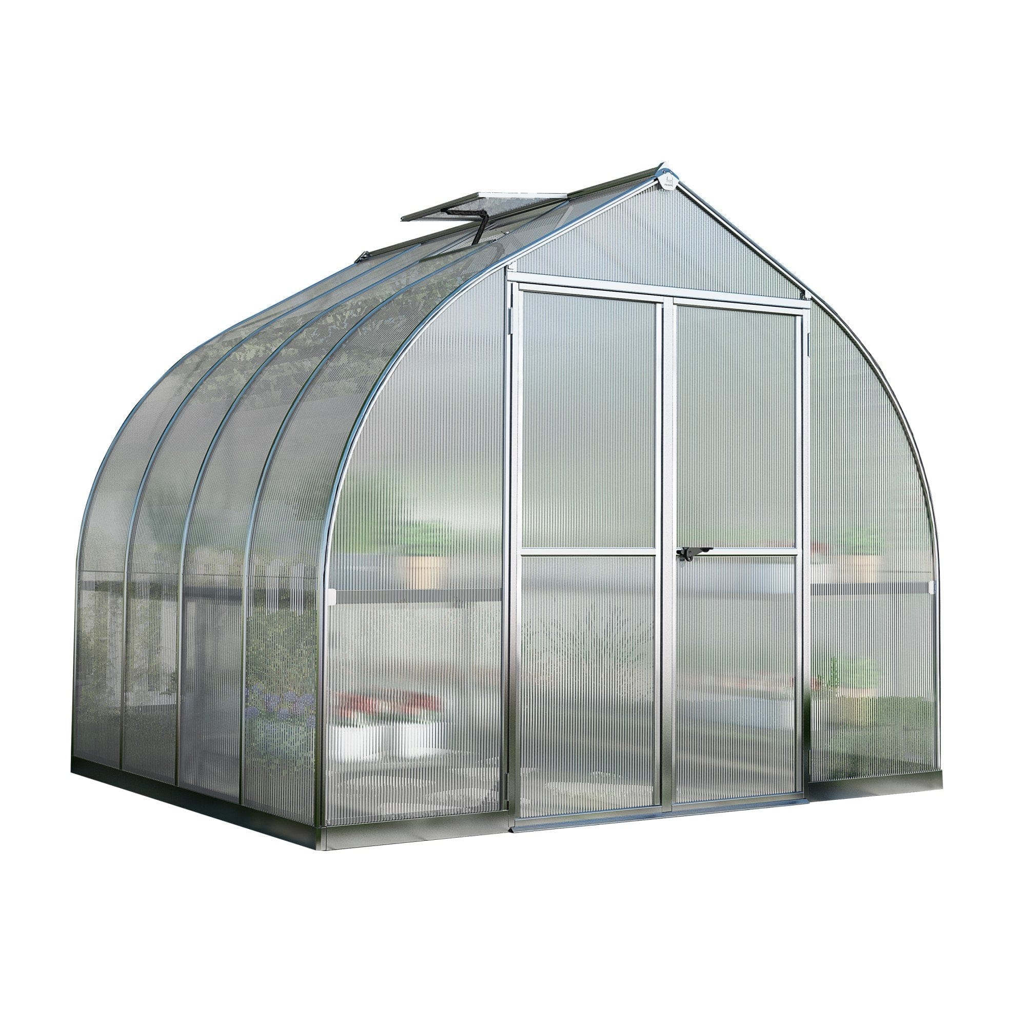 Palram - Canopia | Bella Greenhouse 8 Ft Wide - Silver With 6mm Twin-wall Polycarbonate Glazing