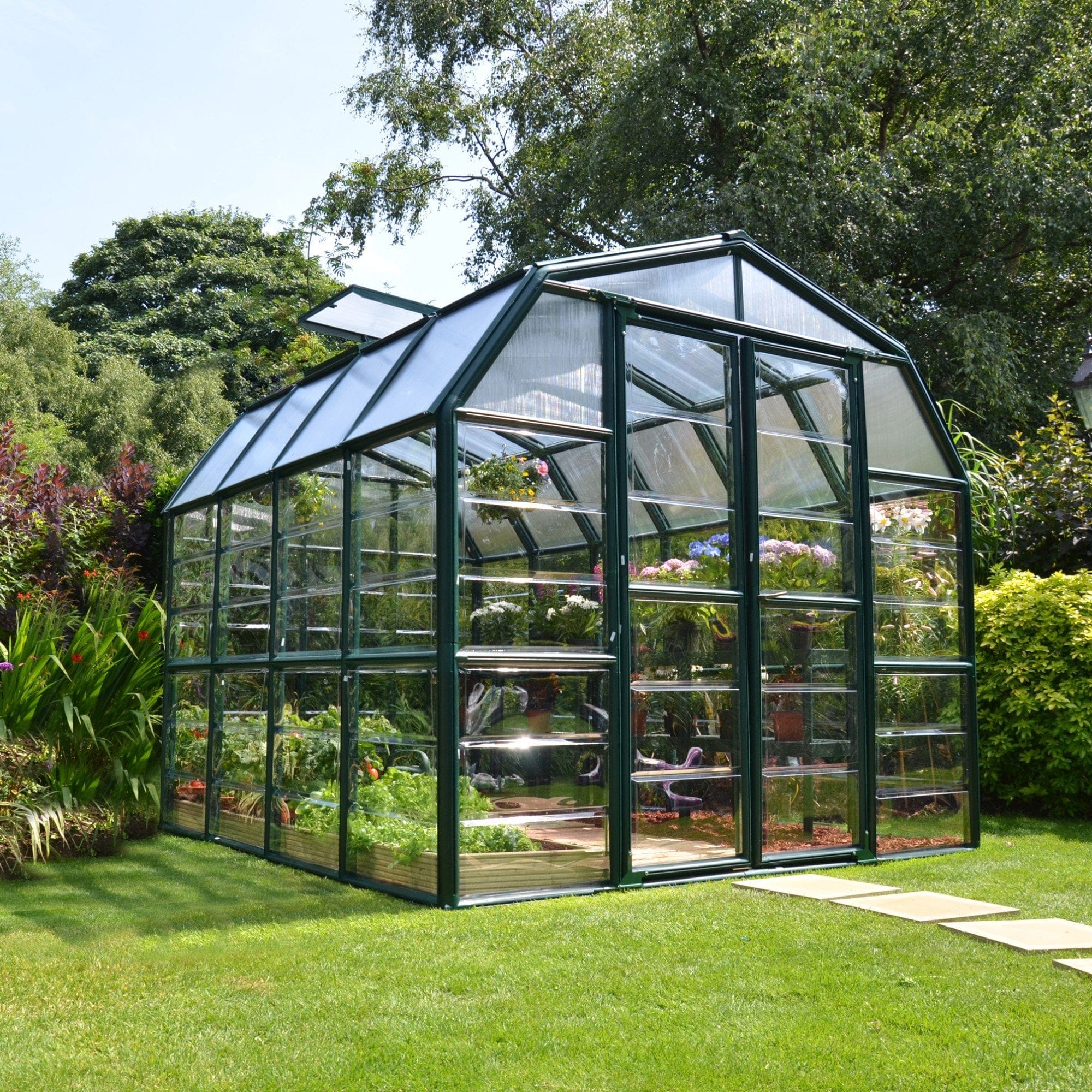 Palram - Canopia | Grand Gardener Greenhouse Kit - 8 Ft Wide - Clear With 0.8mm Polycarbonate Glazing