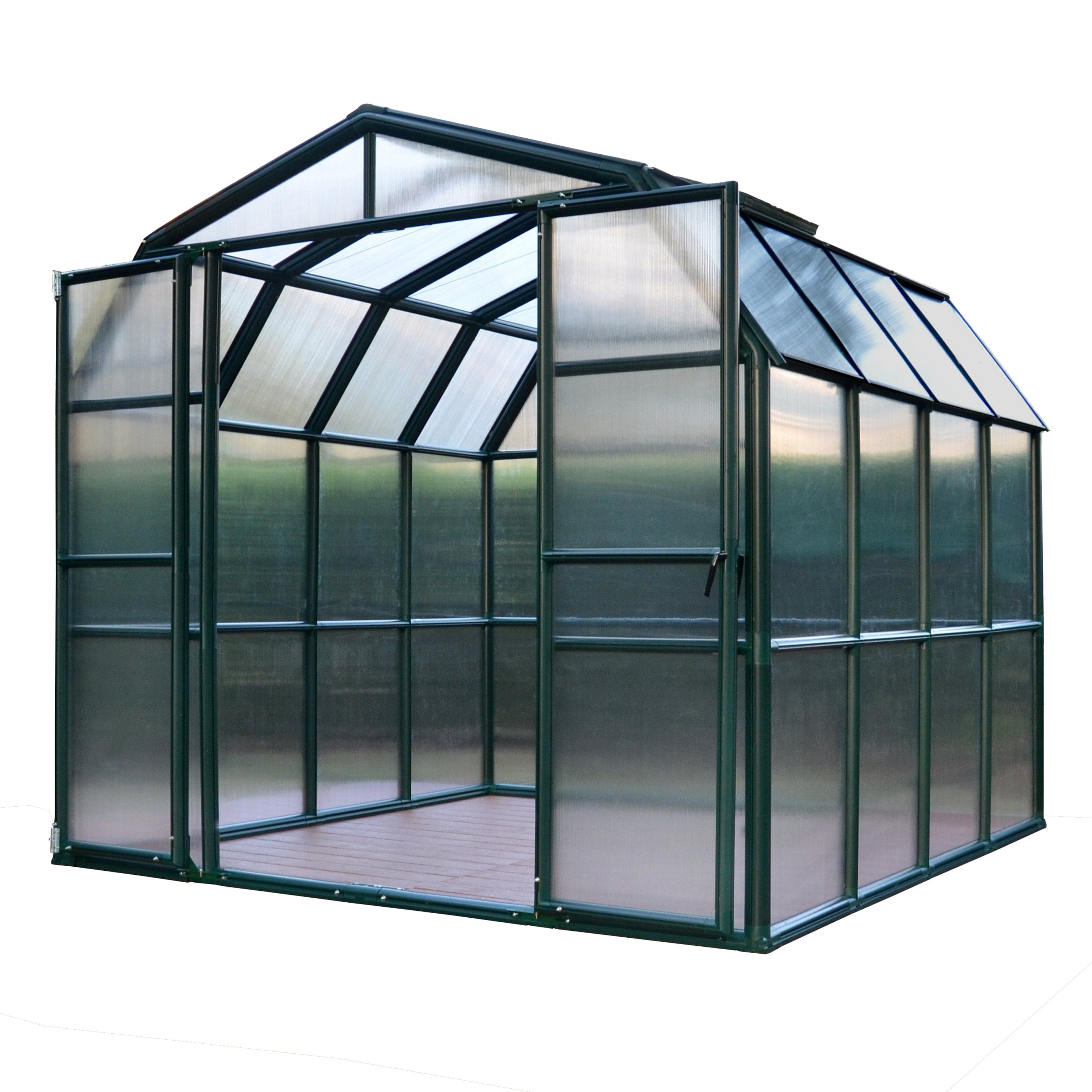 Palram - Canopia | Grand Gardener Greenhouse Kit - 8 Ft Wide - Green With 6mm Twin-wall Polycarbonate Glazing