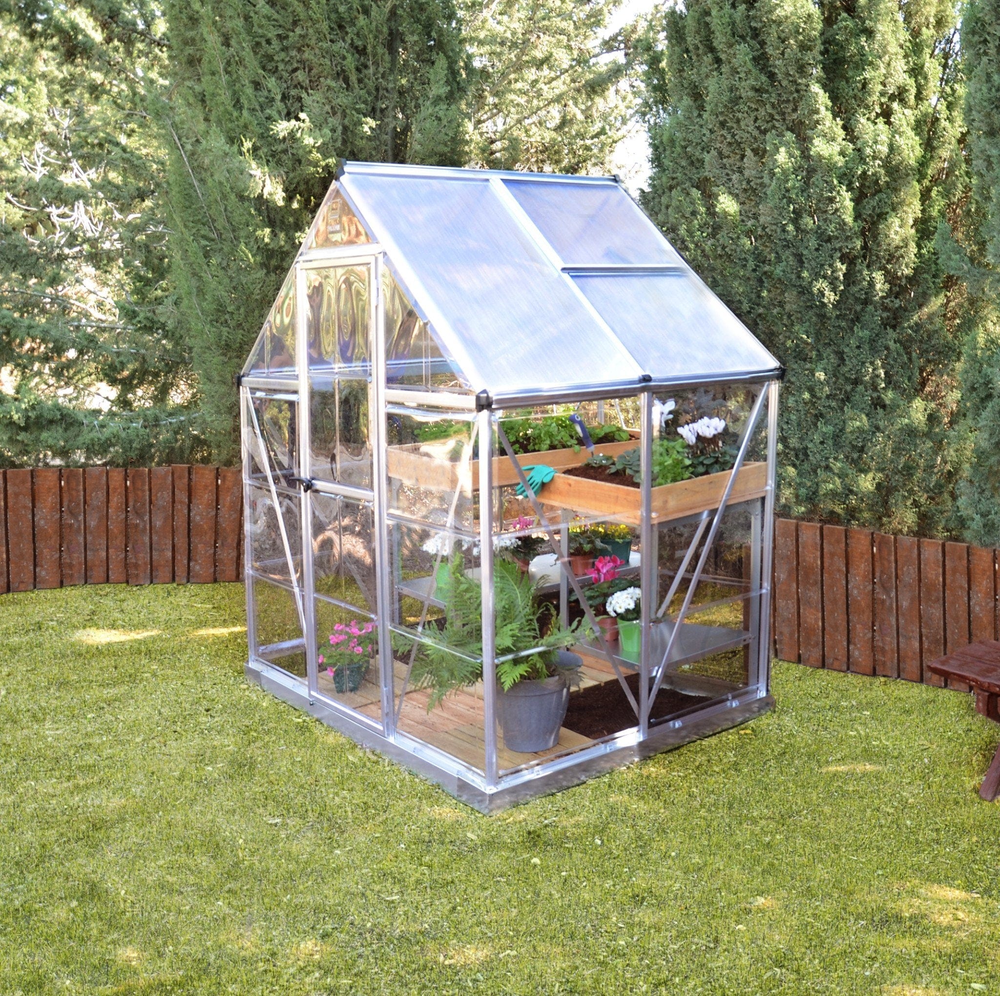 Palram - Canopia | Hybrid Greenhouse Kit - Silver With 0.8mm Polycarbonate Glazing