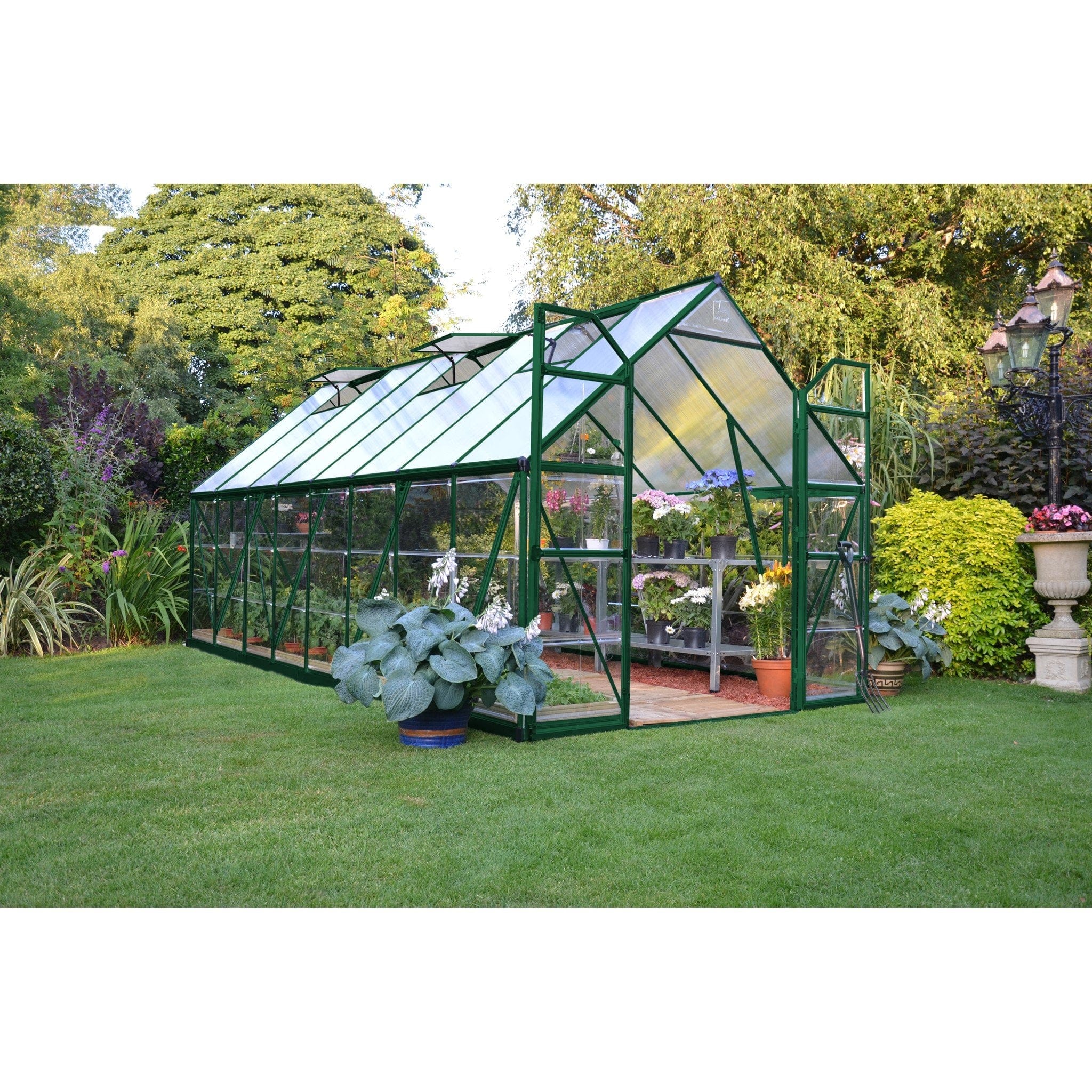 Palram - Canopia | Balance Greenhouse Kit 8 Ft Wide - Green With 0.8mm Polycarbonate Glazing