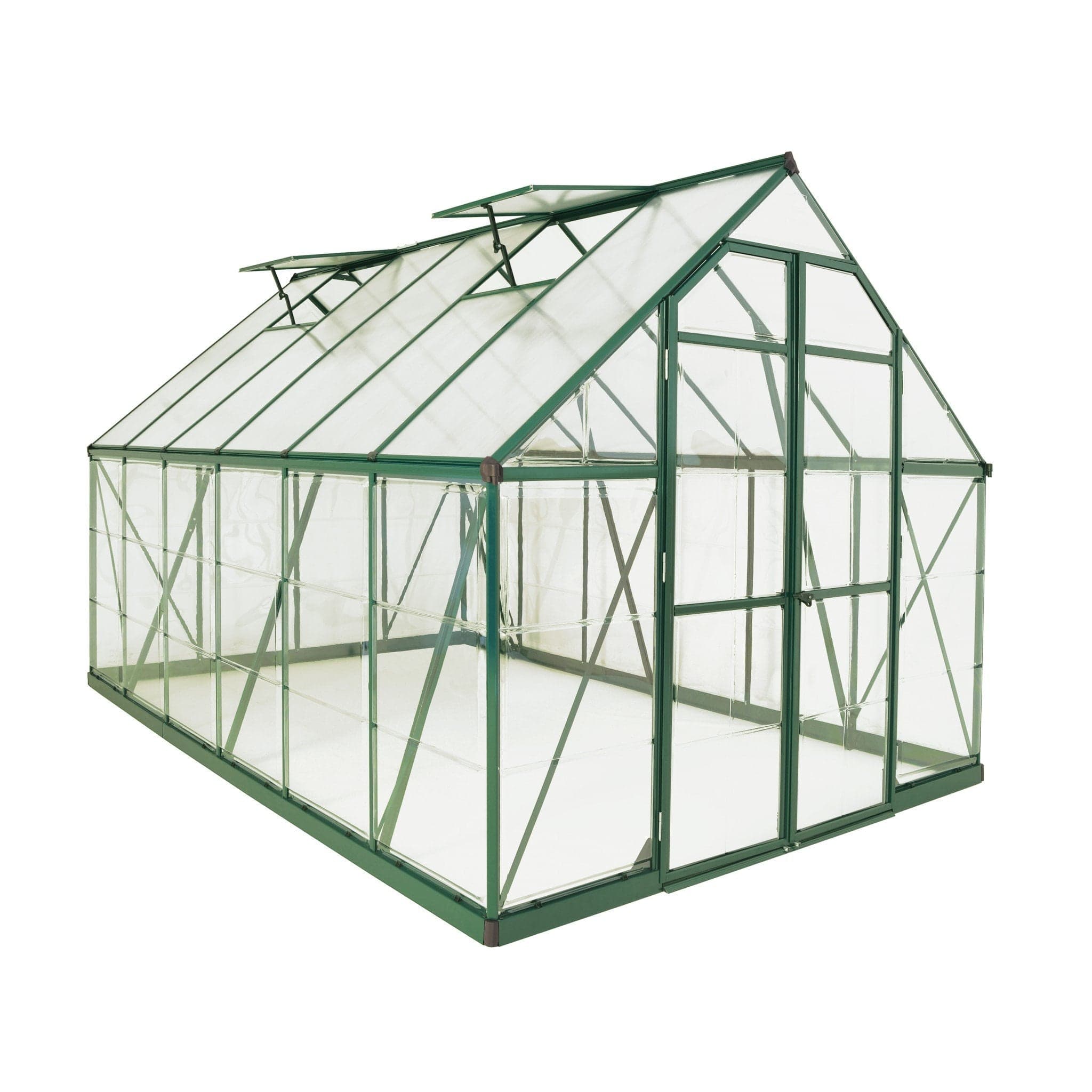 Palram - Canopia | Balance Greenhouse Kit 8 Ft Wide - Green With 0.8mm Polycarbonate Glazing