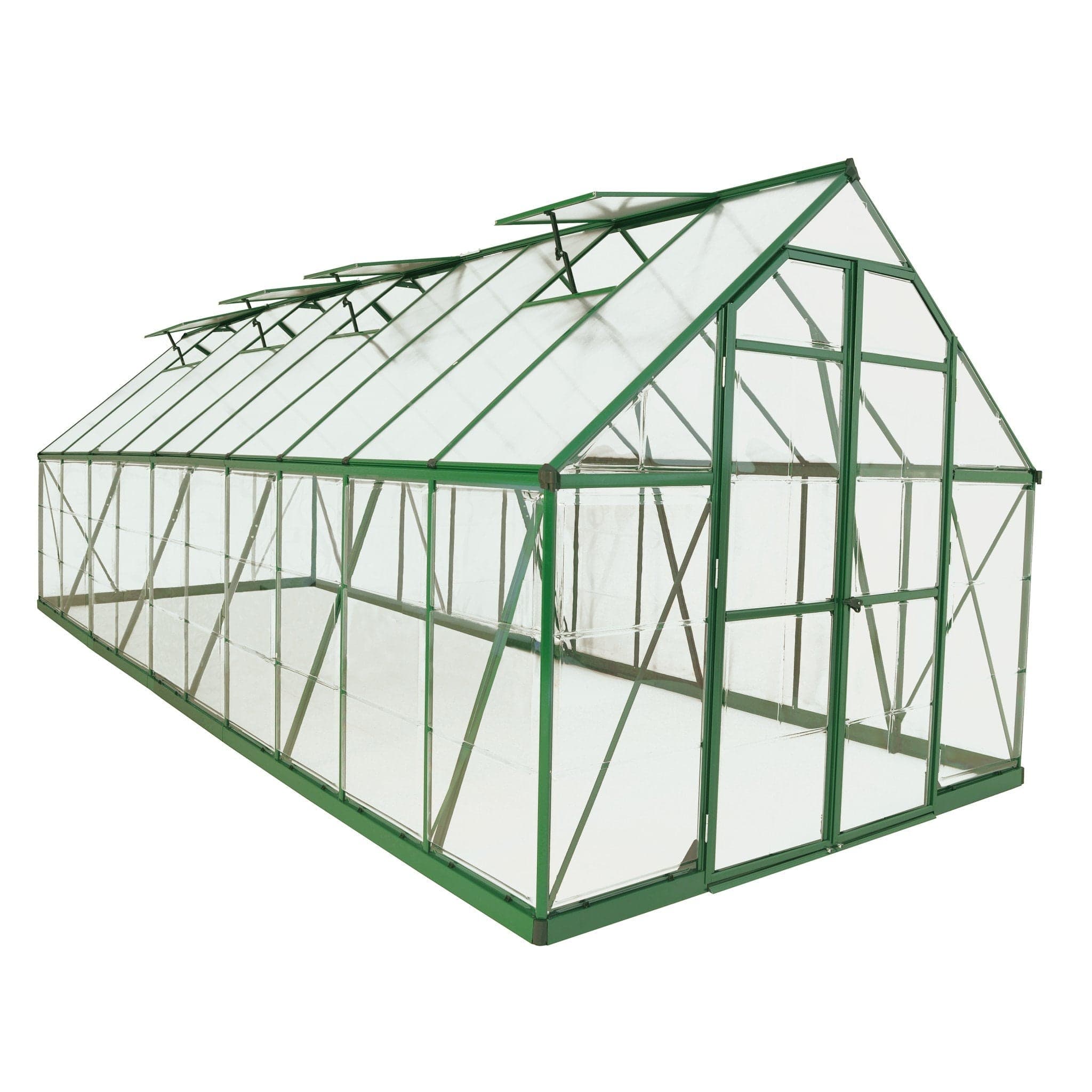 Palram - Canopia | Balance Greenhouse Kit 8 Ft Wide - Green With 0.8mm Polycarbonate Glazing