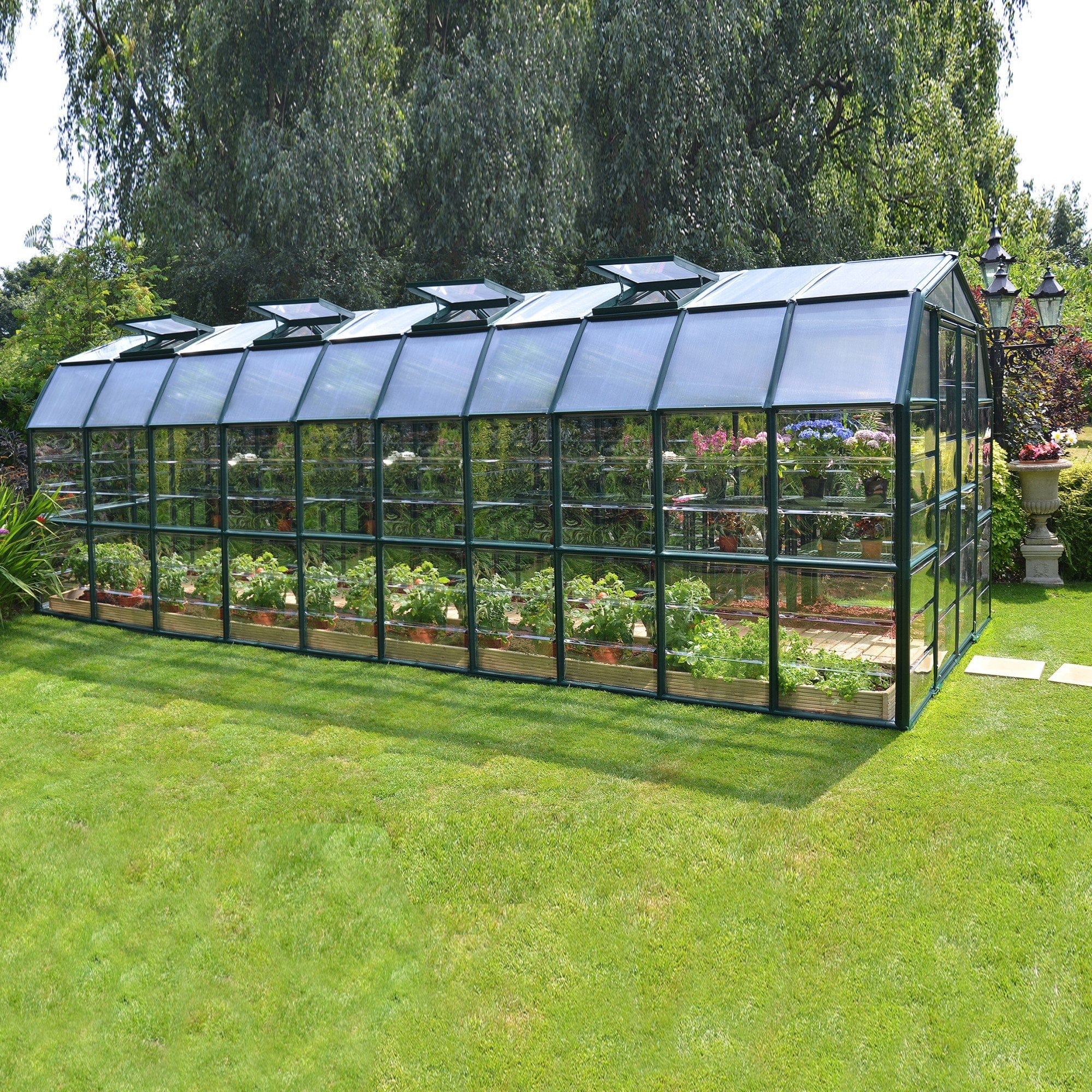 Palram - Canopia | Grand Gardener Greenhouse Kit - 8 Ft Wide - Clear With 0.8mm Polycarbonate Glazing