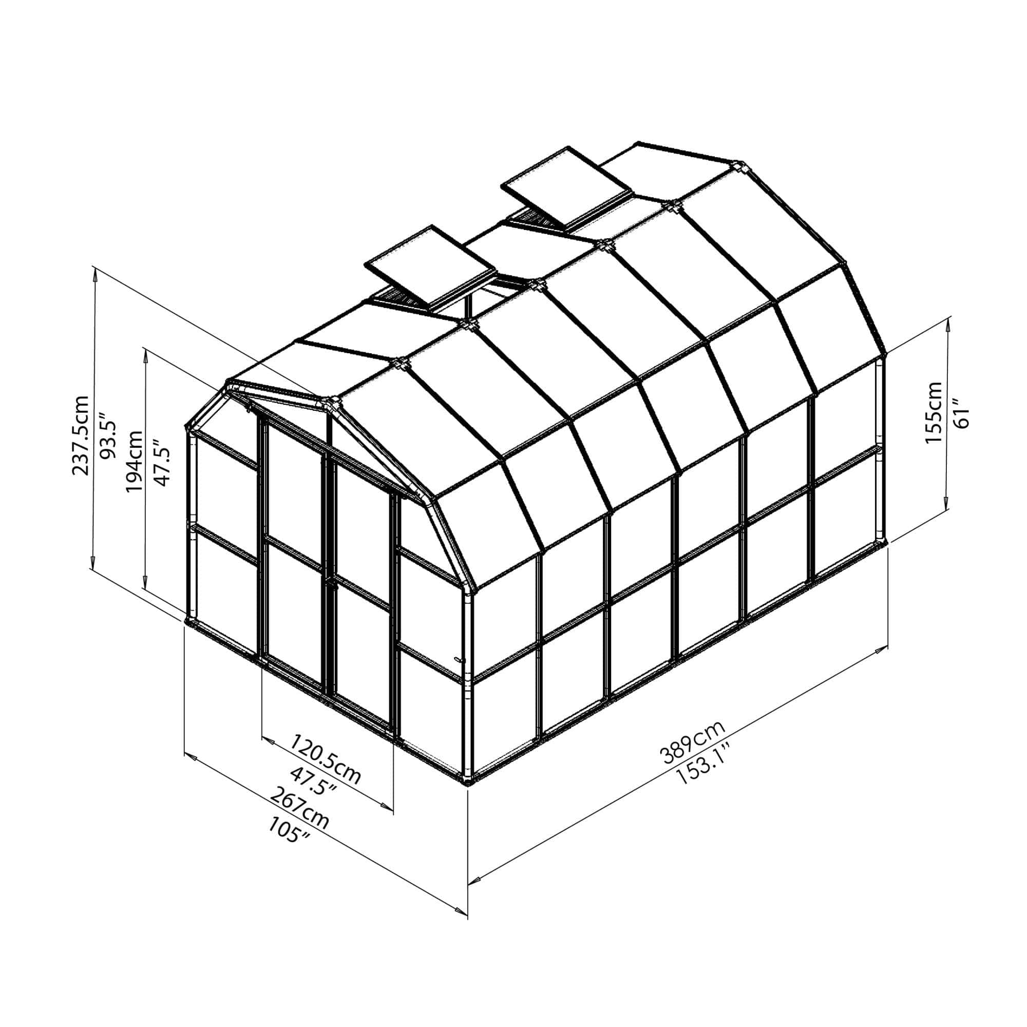 Palram - Canopia | Grand Gardener Greenhouse Kit - 8 Ft Wide - Green With 6mm Twin-wall Polycarbonate Glazing