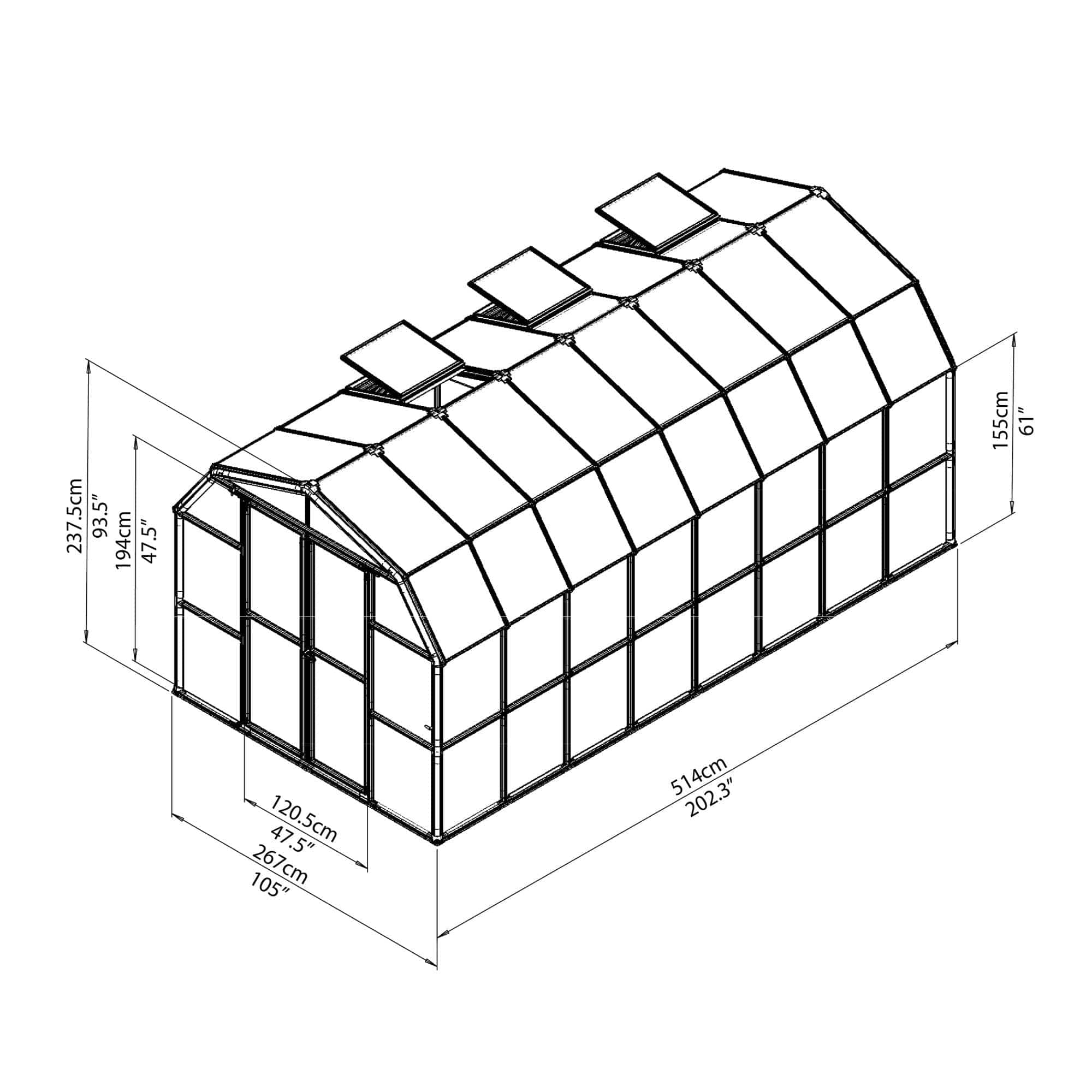 Palram - Canopia | Grand Gardener Greenhouse Kit - 8 Ft Wide - Green With 6mm Twin-wall Polycarbonate Glazing